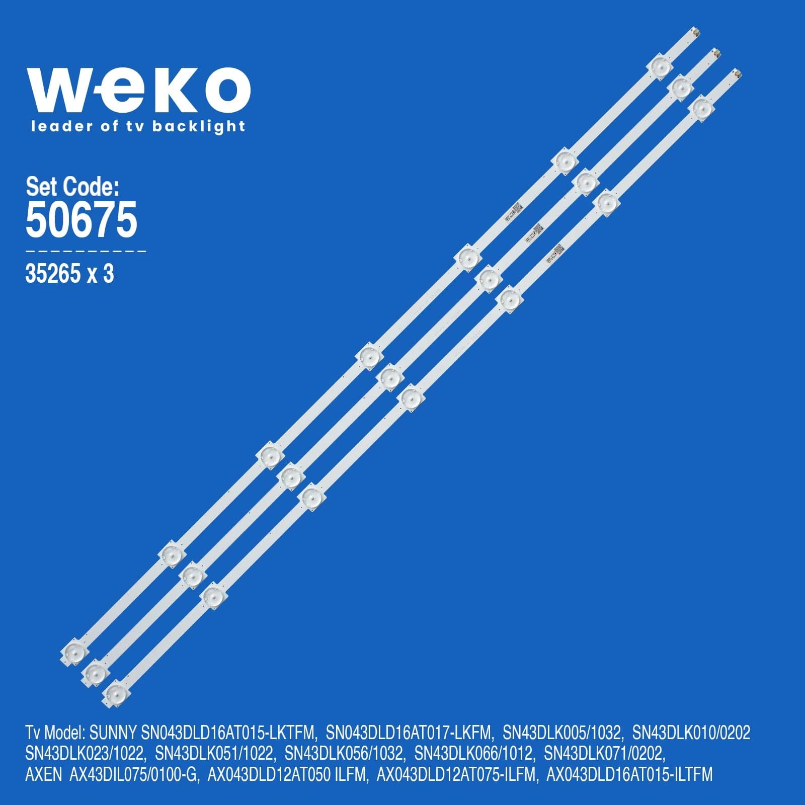 Woon WN43DLK0938/1022 43'' inç 3 Adet Tv Led Bar (Seri 1) - Seyyar Elektronik