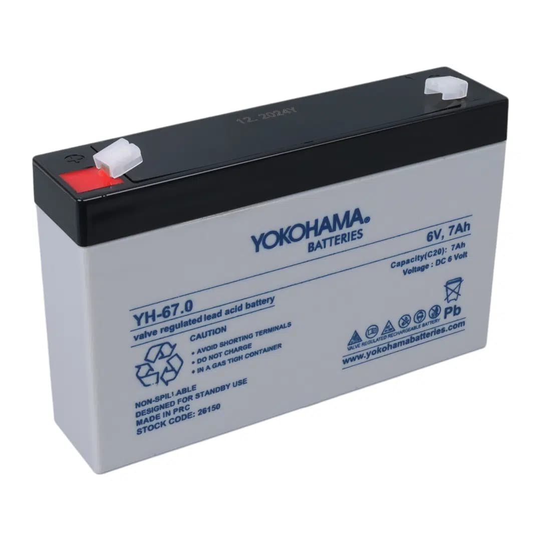 Yokohama YH-67.0 6 Volt - 7 Amper Akü (150x50x94 mm) - küçük görsel 3