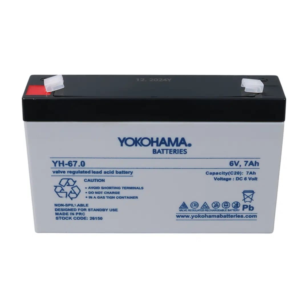 Yokohama YH-67.0 6 Volt - 7 Amper Akü (150x50x94 mm) - küçük görsel 4