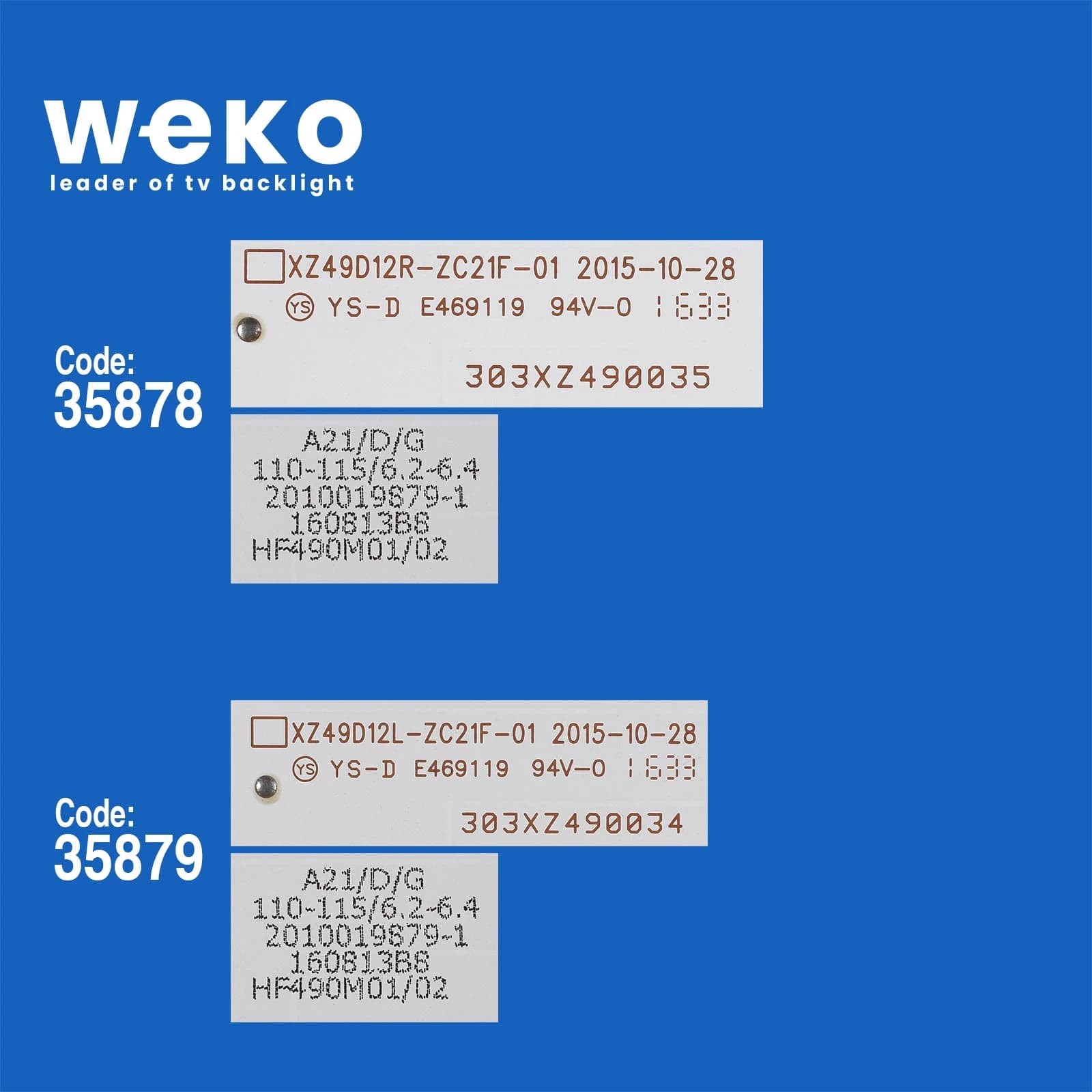 Yumatu HF490M01/02 A21/D/G 49'' inç 10 Adet Tv Led Bar - küçük görsel 2