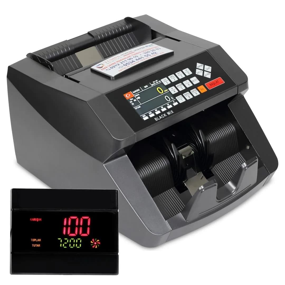 BlackMix Para Sayma Makinesi Sahte Para Kontrol UV-MG-IR (TL-Euro-USD) - Seyyar Elektronik