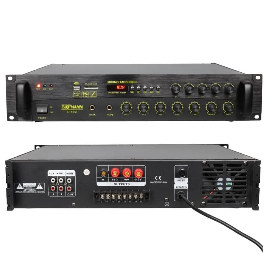 Bofmann BF-505T 500W USB/SD/Bluetooth Hat Trafolu 5 Bölgeli Mixer Amfi - Seyyar Elektronik