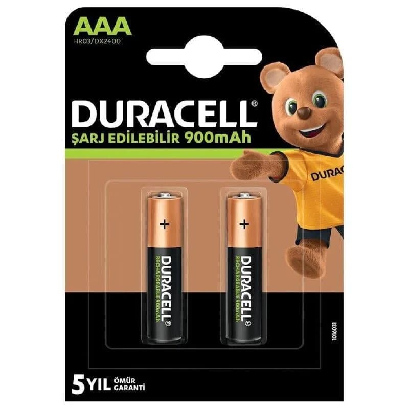 Duracell HR03/DX2400 Şarjlı 900 mAh 2'li AAA İnce Kalem Pil - Seyyar Elektronik