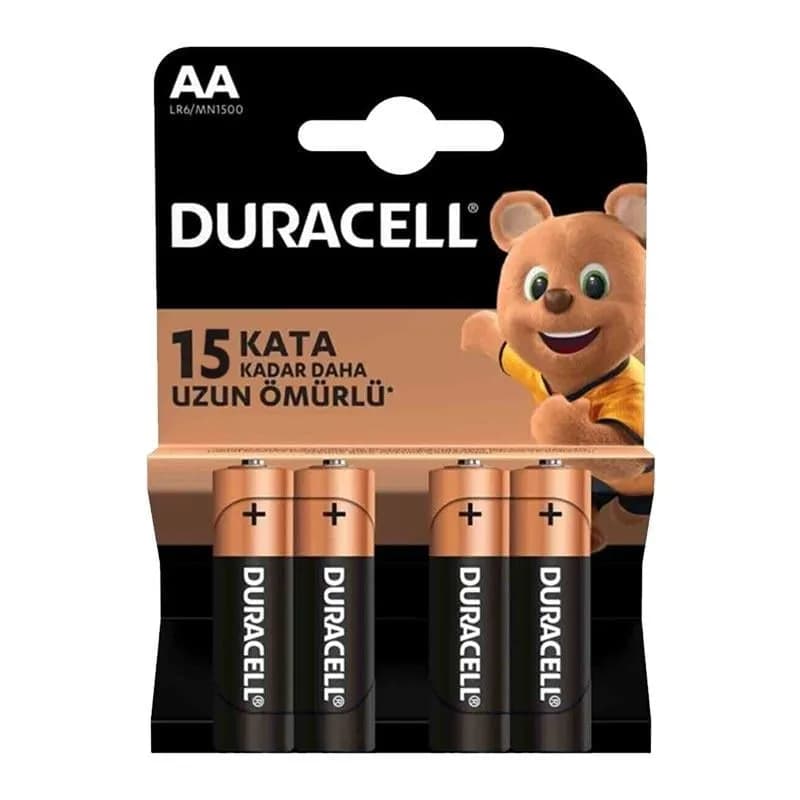Duracell LR6/MN1500 1.5V Alkalin 4'lü AA Kalem Pil - Seyyar Elektronik