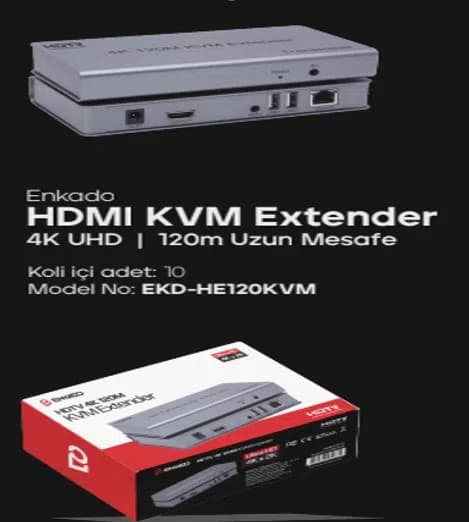 Enkado EKD-HE120KVM 4K 120 Metre HDMI USB KVM Extender - Seyyar Elektronik