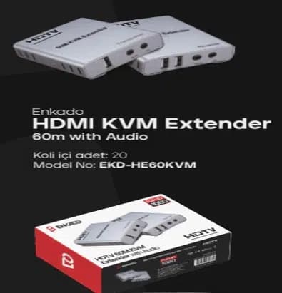 Enkado EKD-HE60KVM 1080p 60 Metre HDMI USB KVM Extender - Seyyar Elektronik