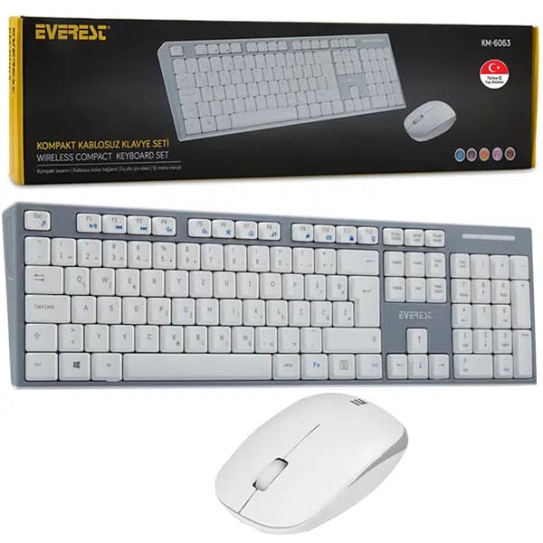 Everest KM-6063 Q Multimedya Kablosuz Klavye - Mouse Set - Seyyar Elektronik