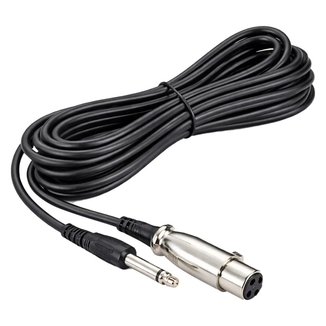 Fully G-526F 6.3mm Mono Erkek Canon Dişi 5 Metre Siyah Mikrofon Ara Kablosu - Seyyar Elektronik