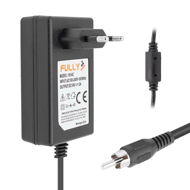 Fully O-1614C 16 Volt 2 Amper TOS RCA Uçlu Santral Adaptörü - Seyyar Elektronik
