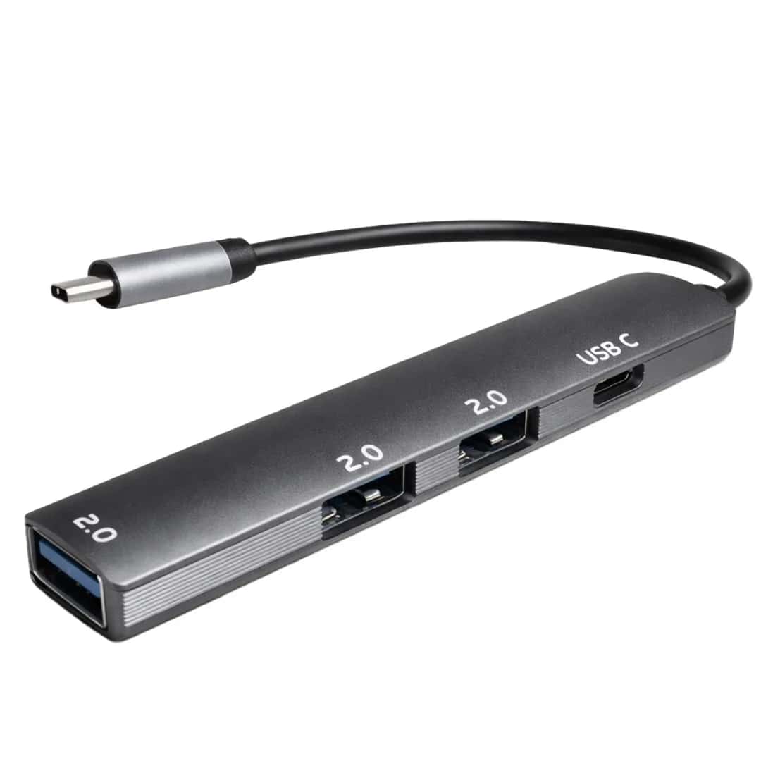 Fully S-802K 4'ü 1 Arada USB-A Type-C Hub Dönüştürücü Alüminyum Gövde Ultra İnce Tasarım - Seyyar Elektronik