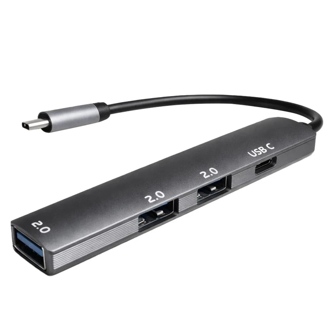 Fully S-802K 4'ü 1 Arada USB-A Type-C Hub Dönüştürücü Alüminyum Gövde Ultra İnce Tasarım - Seyyar Elektronik