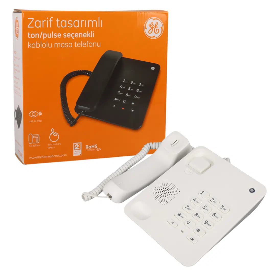 General Electric TK-30043 Ekransız Beyaz Masaüstü Telefon - Seyyar Elektronik