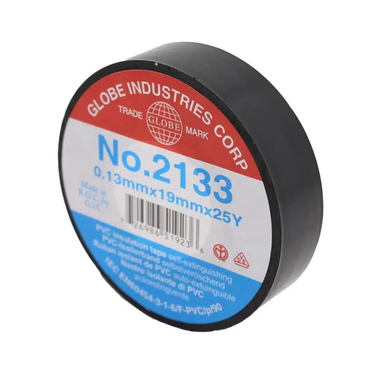 Globe NO2133 19mm 25Yrd Vinil Alev Yürütmeyen İzole Bant 23 Metre Siyah Tekli - Seyyar Elektronik