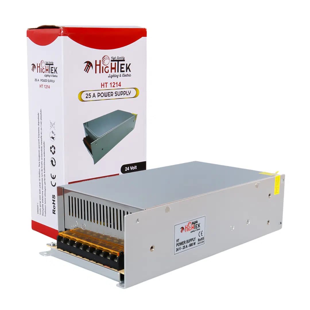 Hightek HT1214 24 Volt - 25 Amper - 600 Watt Metal Kasa Adaptör - Seyyar Elektronik