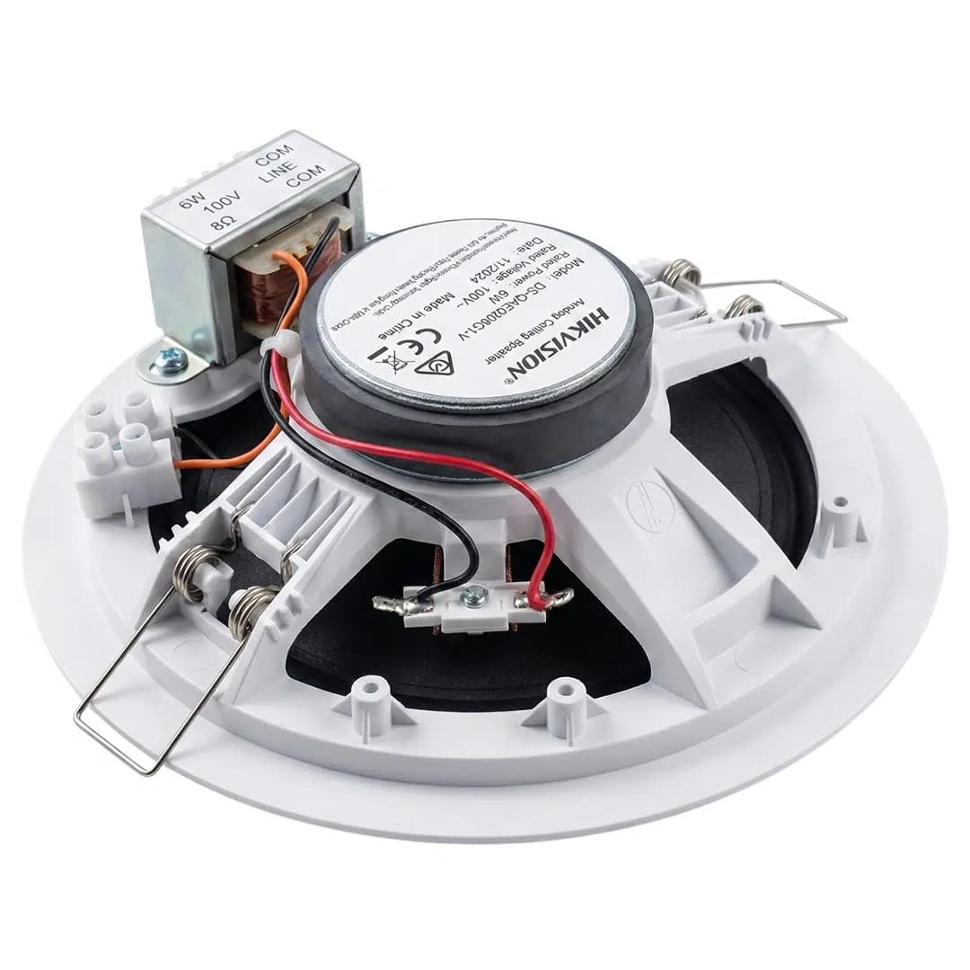 Hikvision DS-QAE0206G1-V 5.25" 6W 8Ohm Analog 100V Trafolu Tavan Gömme Hoparlör Beyaz - Seyyar Elektronik