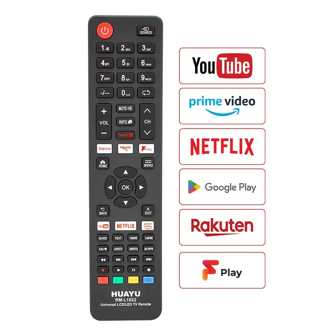 Huayu RM-L1622 Netflix-YouTube-Prime Video-Google Play Tuşlu Universal Lcd Led Tv Kumandası - Seyyar Elektronik