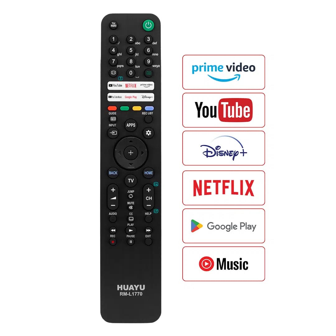 Huayu RM-L1770 Sony Youtube-Prime Video-Google Play-Netflix-Disney Tuşlu Lcd-Led Tv Kumanda - Seyyar Elektronik