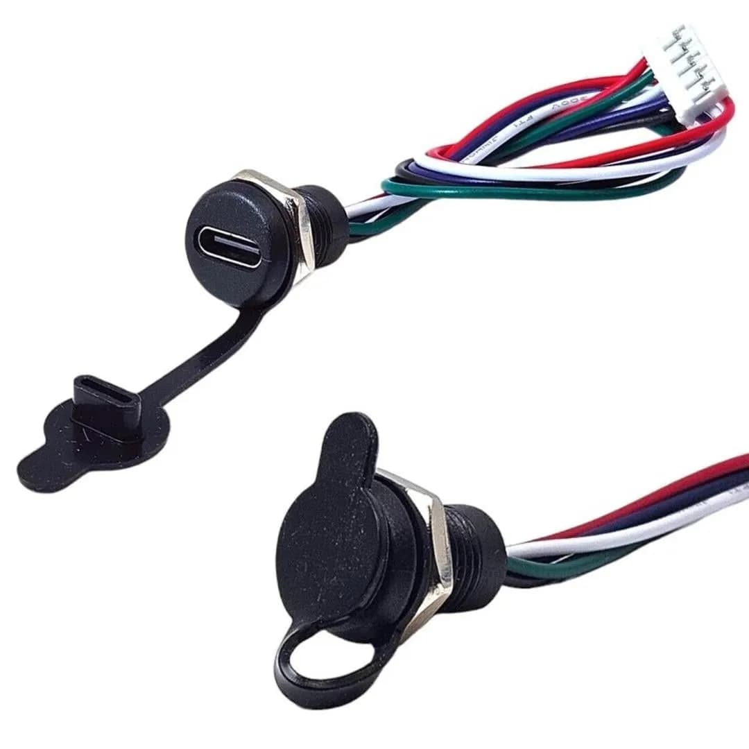 Intercom IC-266T-2 Pano Tip TYPE-C Şase Dişi 5Pin Soketli Şarj Ve Data Bağlantı Modülü Su Geçirmez - Seyyar Elektronik