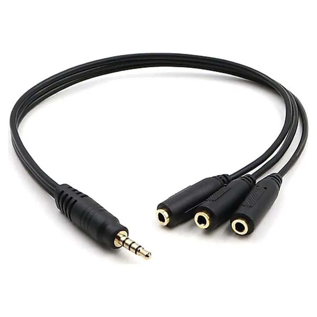 Kulaklık Çoklayıcı 3.5 Mm Erkek X 1/3 Stereo Dişi X 3 - 30 Cm Y Kablo - Seyyar Elektronik