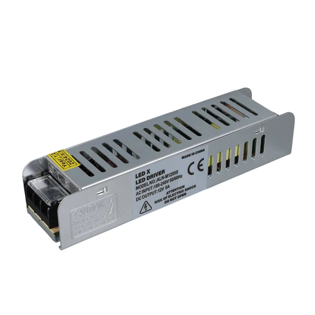 Ledx ALN-M1205S 12 Volt 5 Amper Slim Metal Kasa Adaptör 160x40x35mm - Seyyar Elektronik