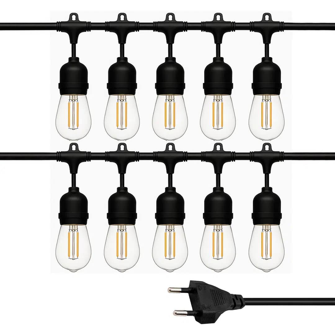Ledx KB00002 10'lu E27 Duy Sıralı 10 Metre Lamba Kablosu (10 Adet Duy İçerir) - Seyyar Elektronik