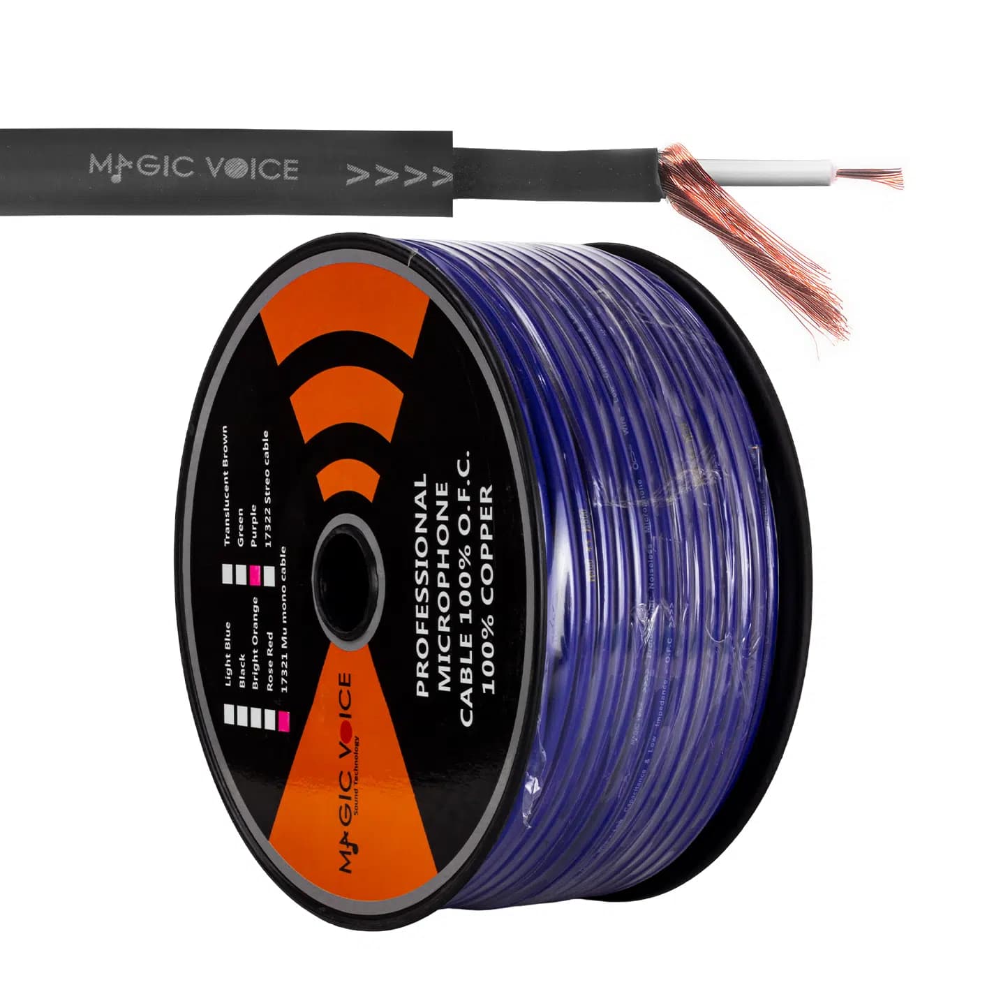 MagicVoice B96 Profesyonel Tek Damarlı Blendajlı Enstrüman Mikrofon Kablosu Mono 100 Metre (Mor) - Seyyar Elektronik