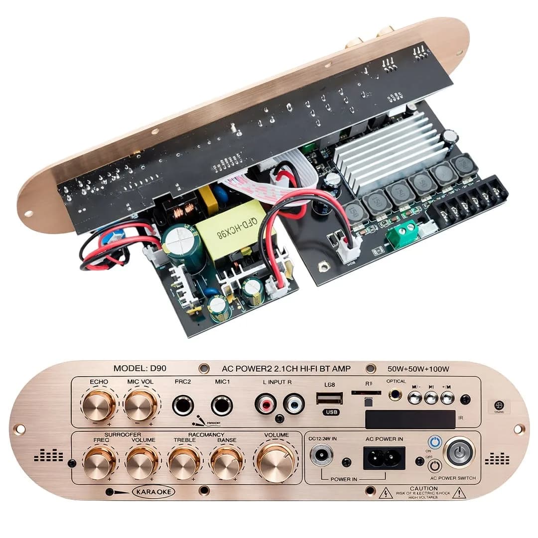 Magicvoice D90 2.1 Kanal 200W Profesyonel Amfi Kartı Bluetooth USB RCA Subwoofer Kontrollü - Seyyar Elektronik