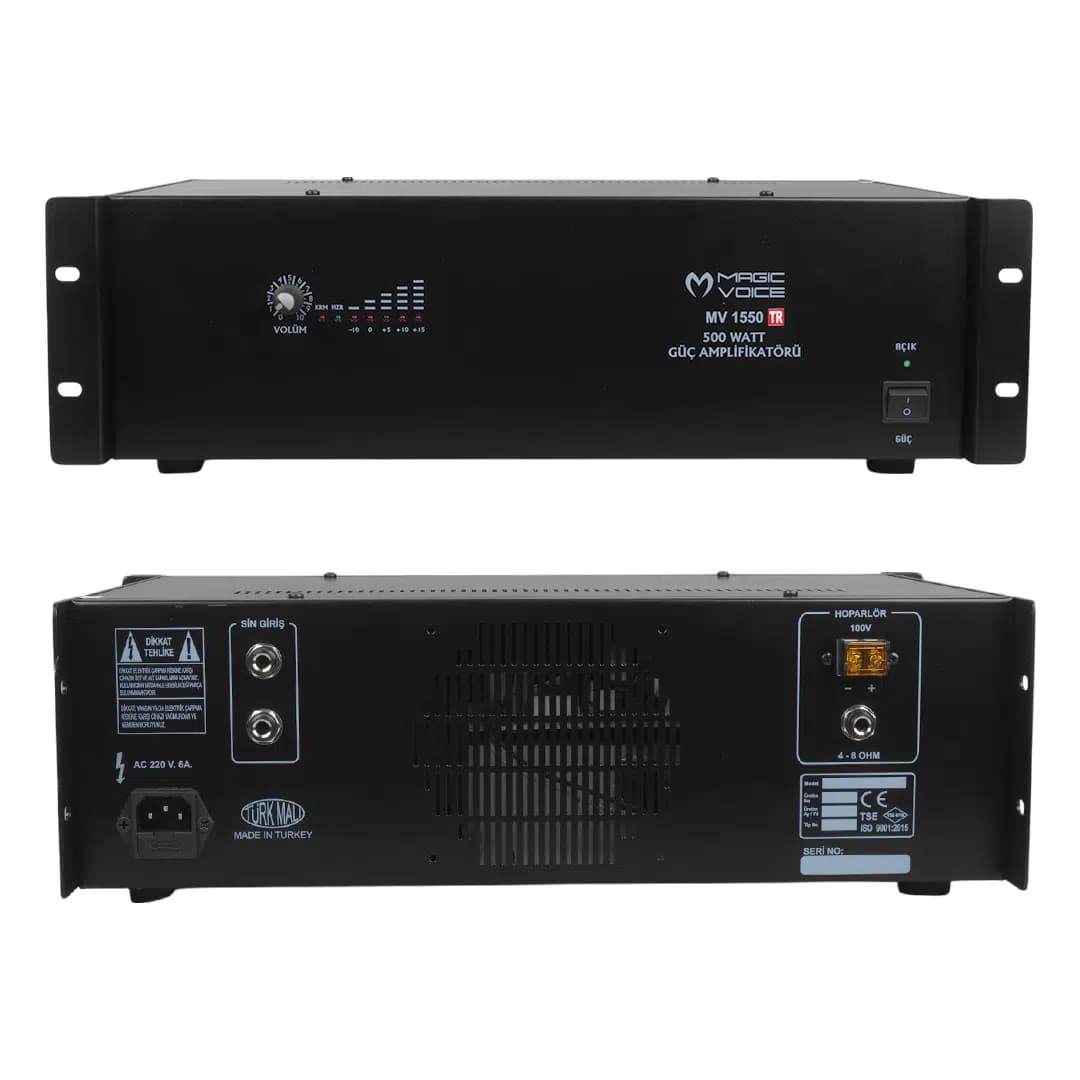 Magicvoice MV-1550 500 Watt 4-8 Ohm 100 Volt 19 Rack Hat Trafolu Power Anfi - Seyyar Elektronik
