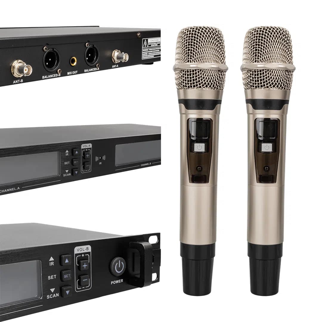 Magicvoice MV21633 2 El Tipi Mikrofonlu 100+100 Kanal Antenli Uhf-Pll Kablosuz Telsiz Mikrofon - Seyyar Elektronik