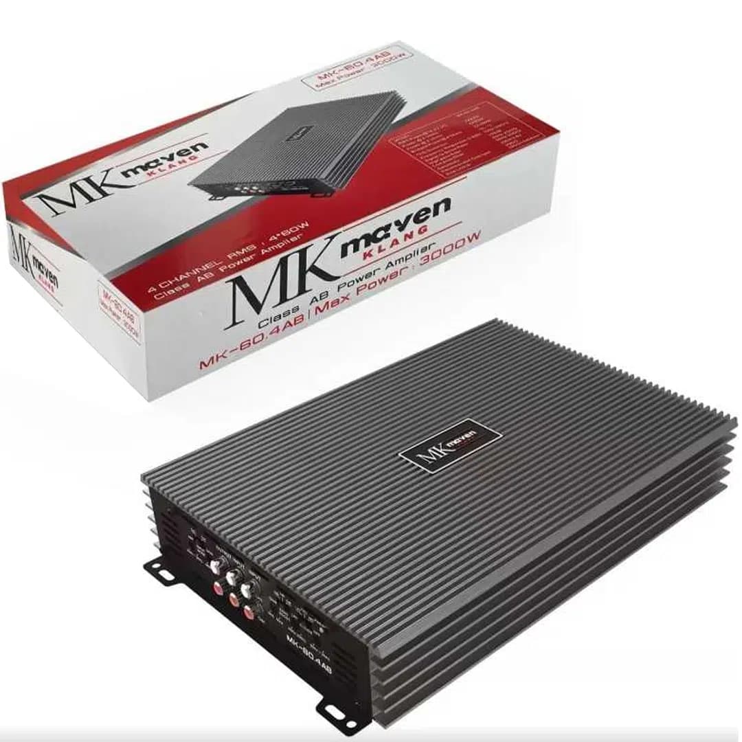 MK Maven Klang MK-60.4AB Stereo 4 Kanal MAX 3000W Bridge Destekli Class AB Oto Amfisi (Amplifikatör) - Seyyar Elektronik