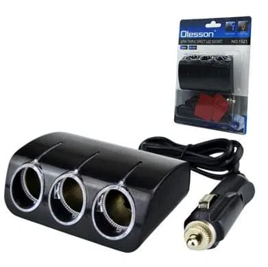 Olesson 1521 12-24V 120W 80 CM Kablolu 3'LÜ Araç Çakmak Çoklayıcı - Seyyar Elektronik