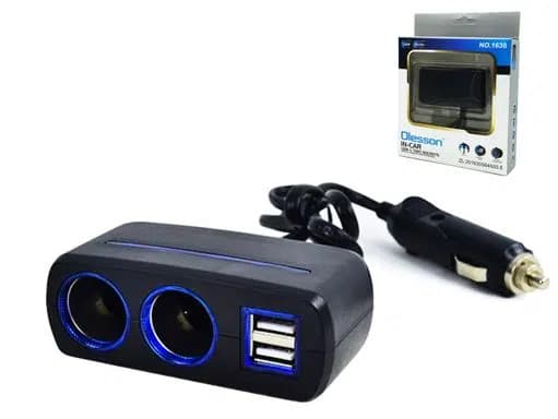 Olesson 1638 12-24V Çift USB Girişli 120W 80 CM Kablolu 2'LI Araç Çakmak Çoklayıcı - Seyyar Elektronik