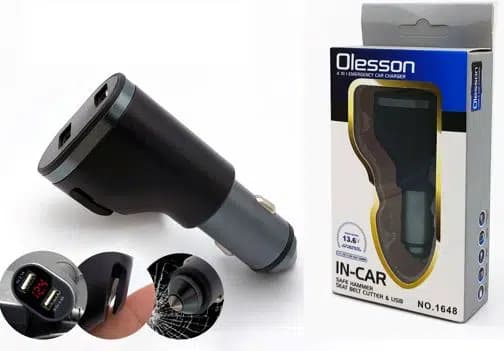 Olesson 1648 12-24V Çift USB Girişli 5V-2.4A Dijital Voltaj Ekranlı Araç Çakmaklık Şarj Aleti - Seyyar Elektronik