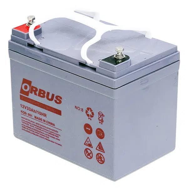 Orbus 12 Volt 33 AH Jel Tip Engelli Araç Aküsü (126x194x170Mm) - Seyyar Elektronik