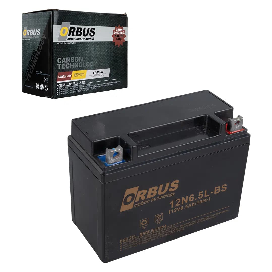 Orbus 12N6.5L-BS 12V 6.5A Motosiklet Aküsü (139 X 66 X 100 MM) (2.05Kg) - Seyyar Elektronik