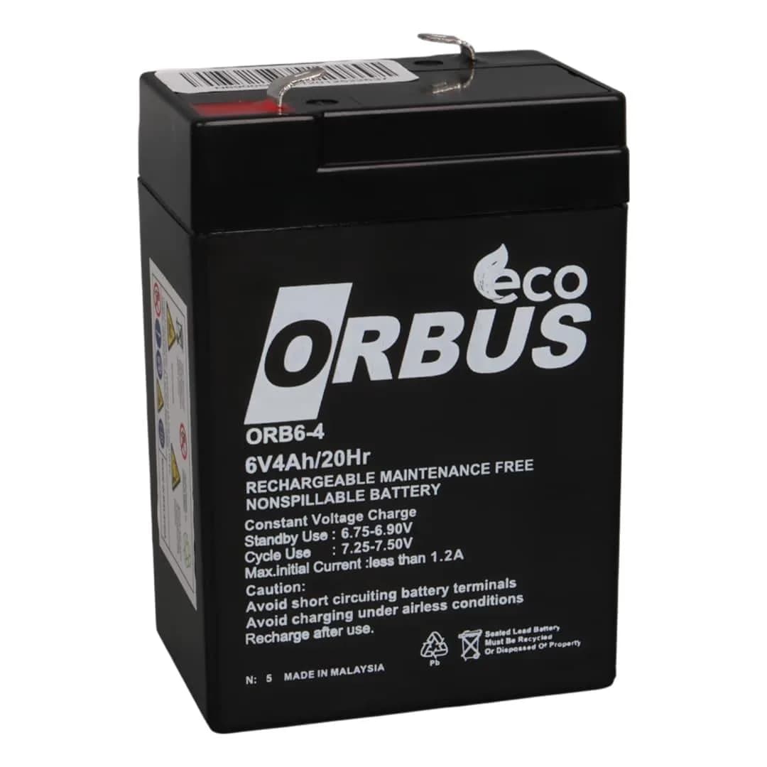 Orbus Eco ORB6-4 6 Volt 4 Amper Kuru Işıldak Aküsü (70x48x101 Mm) - Seyyar Elektronik