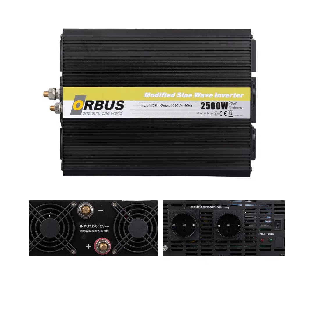 Orbus MS12-2500 12 Volt 2500 Watt Modified Sinus İnverter - Seyyar Elektronik