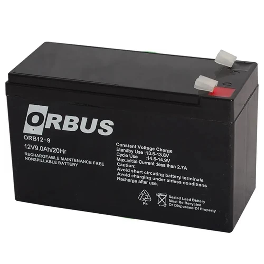 Orbus ORB12-9 12 Volt 9 Amper Kuru Akü (150x65x90 Mm) - Seyyar Elektronik