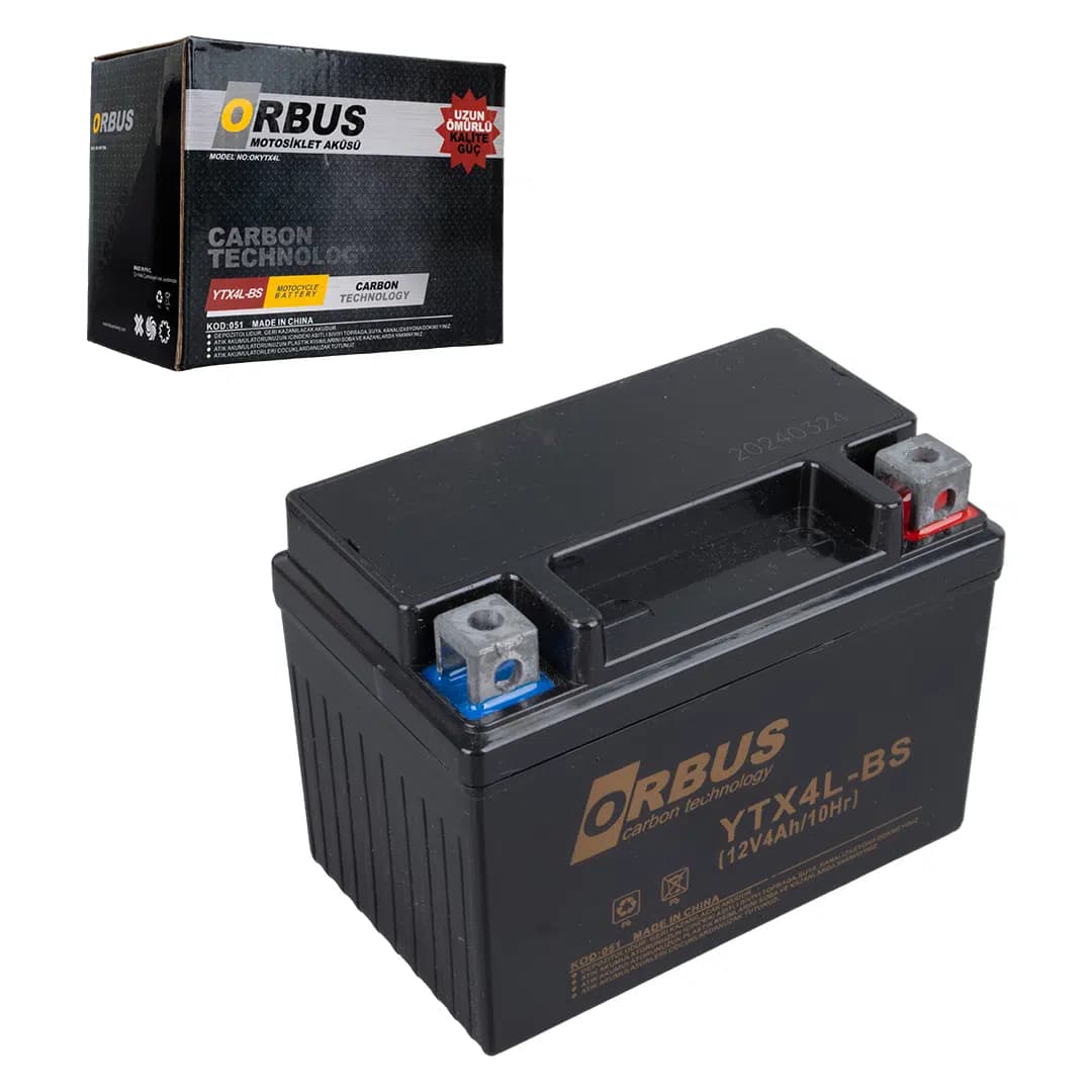 Orbus YTX4L-BS 12V 4A Motosiklet Aküsü (114 X 66 X 88 MM) (1.6Kg) - Seyyar Elektronik