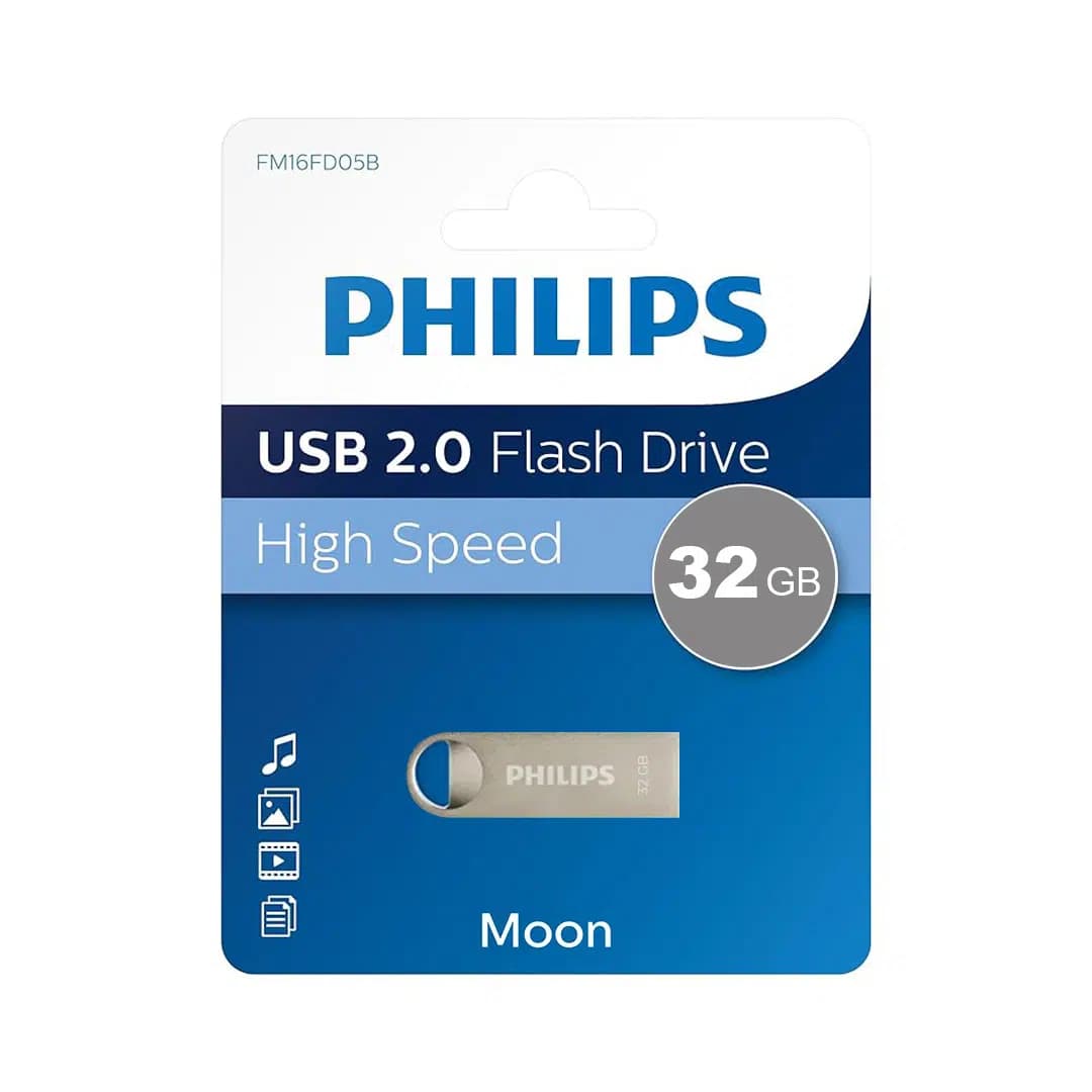 Philips FM32FD160B/00 32GB Moon Klasik Gümüş USB 2.0 Metal Flash Bellek - Seyyar Elektronik
