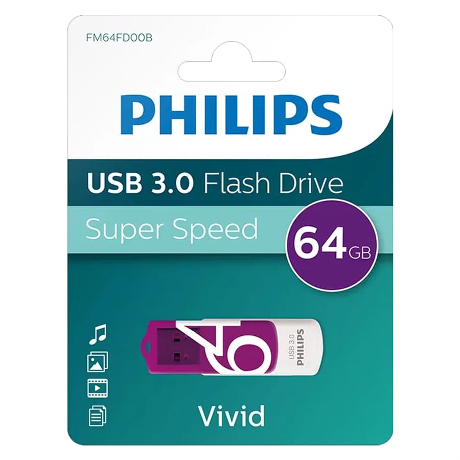 Philips Vivid FM64FD00B/00 64GB USB 3.0 Flash Bellek - Seyyar Elektronik
