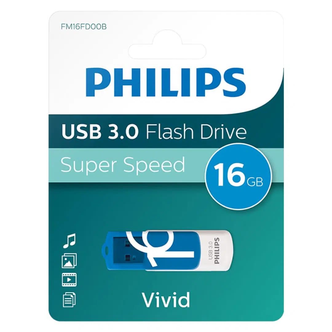 Philips Vivid Serisi 16GB USB 3.0 Super Speed Flash Bellek (FM16FD00B/00) - Seyyar Elektronik
