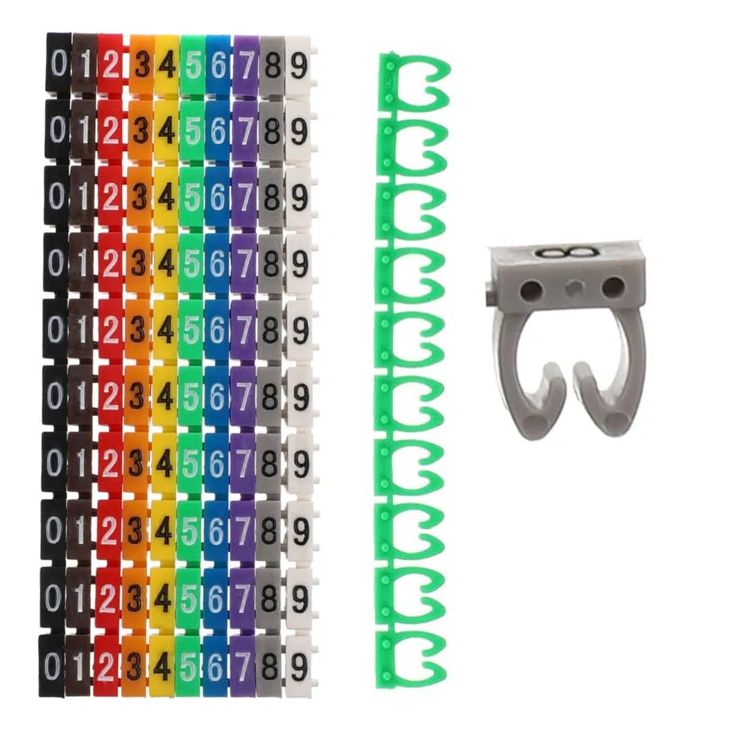 PowerMaster 0-9 Dijital Kodlu Renkli Kablo İşaretleyici 2,5mm (100lü Paket) - Seyyar Elektronik