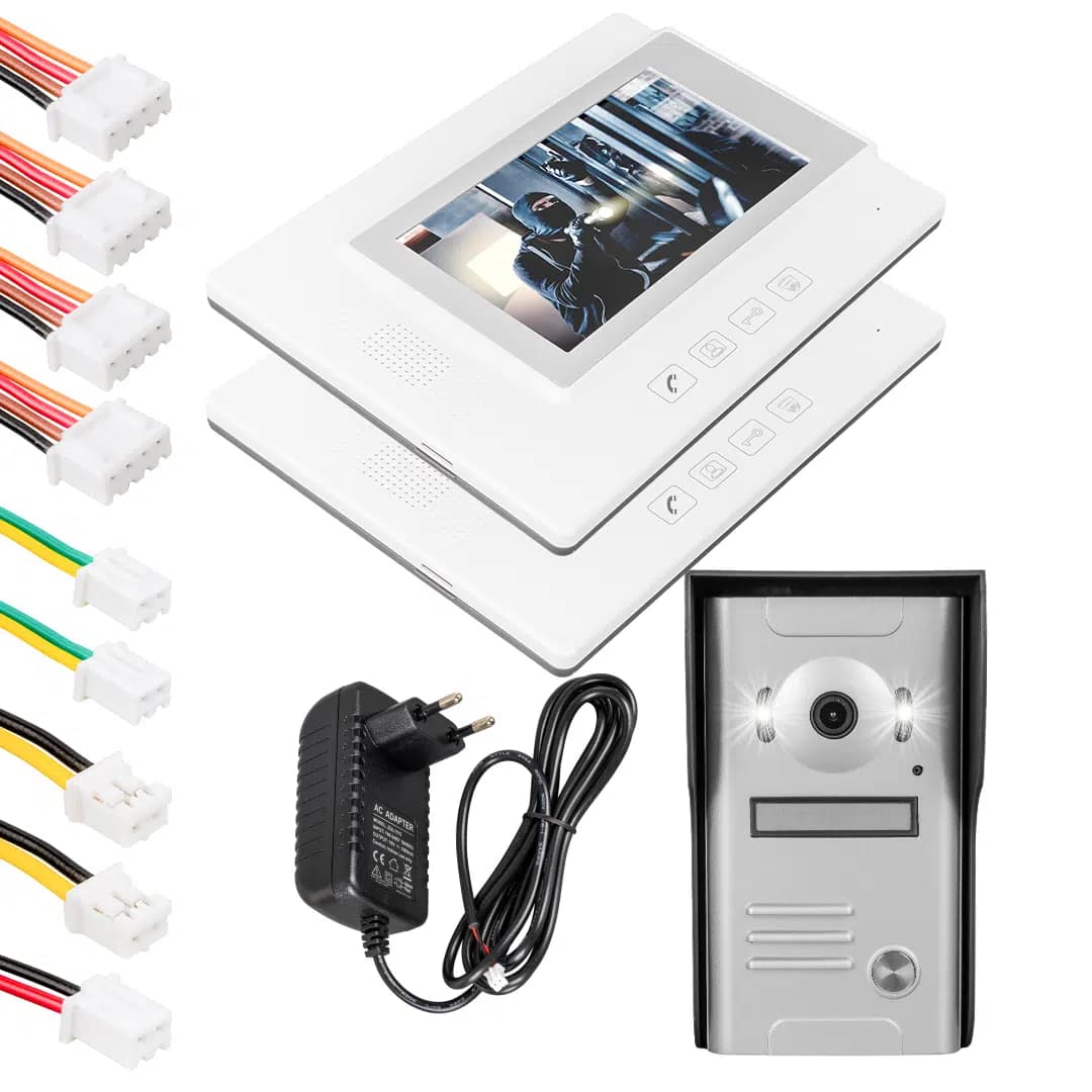 PowerMaster 37M 2 Daire 7'' Görüntülü Diafon Kapı Zili Interkom Akıllı Ev Güvenliği Sistemi - Seyyar Elektronik