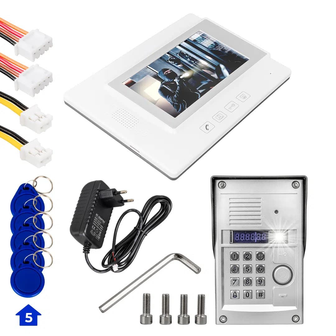 PowerMaster 773TP 1 Daire 7'' NFC Şifre Girişli Görüntülü Diafon Kapı Zili Interkom Akıllı Ev Güvenliği Sistemi - Seyyar Elektronik