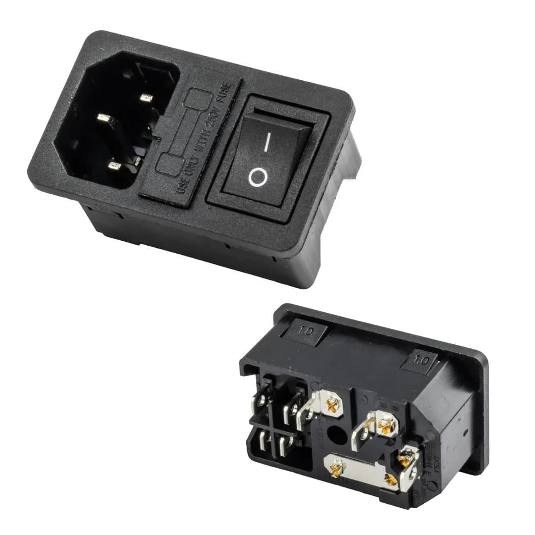 PowerMaster IC-214A-S C14 Power Soket Erkek Anahtarlı+Fuseli Kulaksız UL Sertifikalı - Seyyar Elektronik