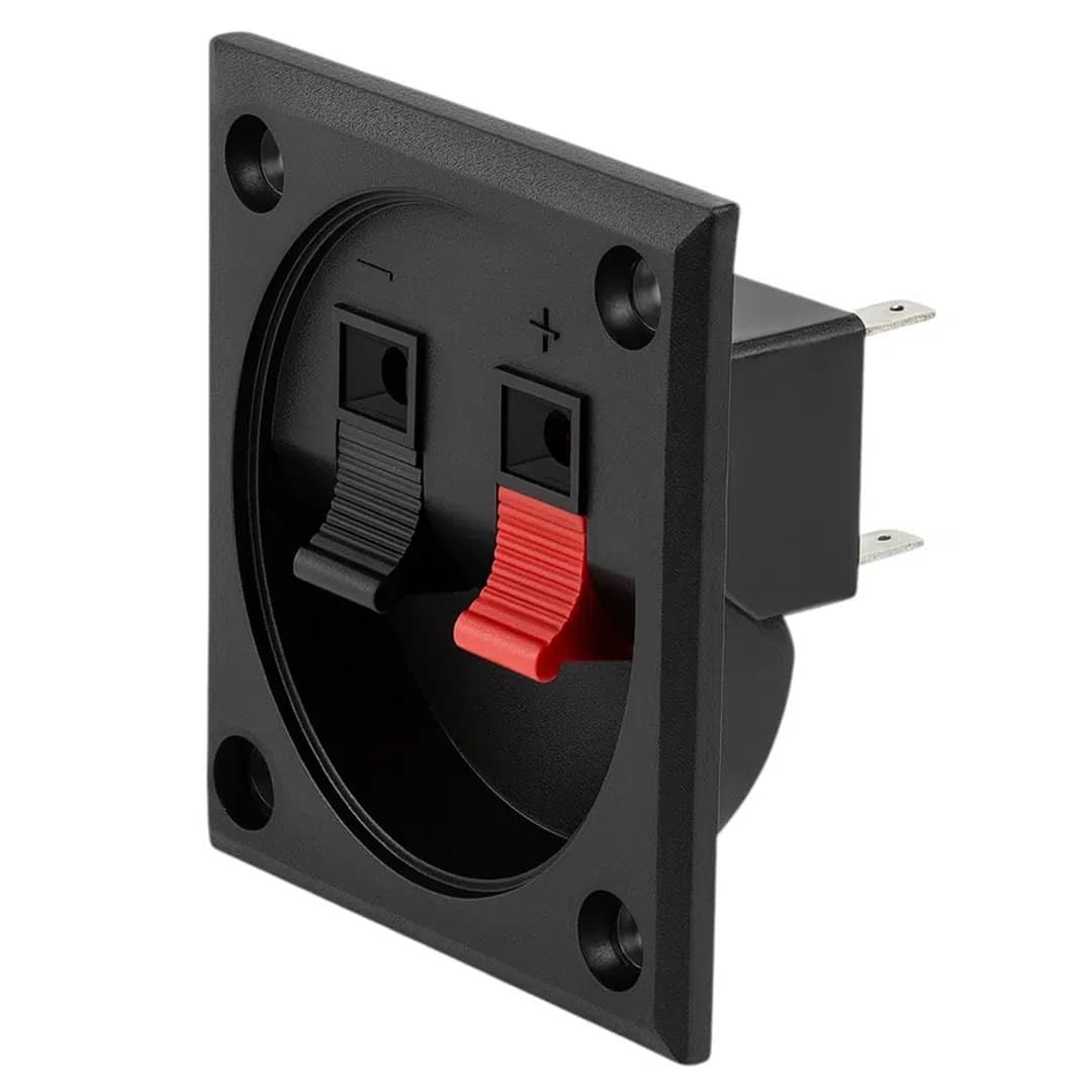 PowerMaster IC-249A İkili Kare Hoparlör Terminali Soketi Yaylı Tip 2'li 55x55mm - Seyyar Elektronik