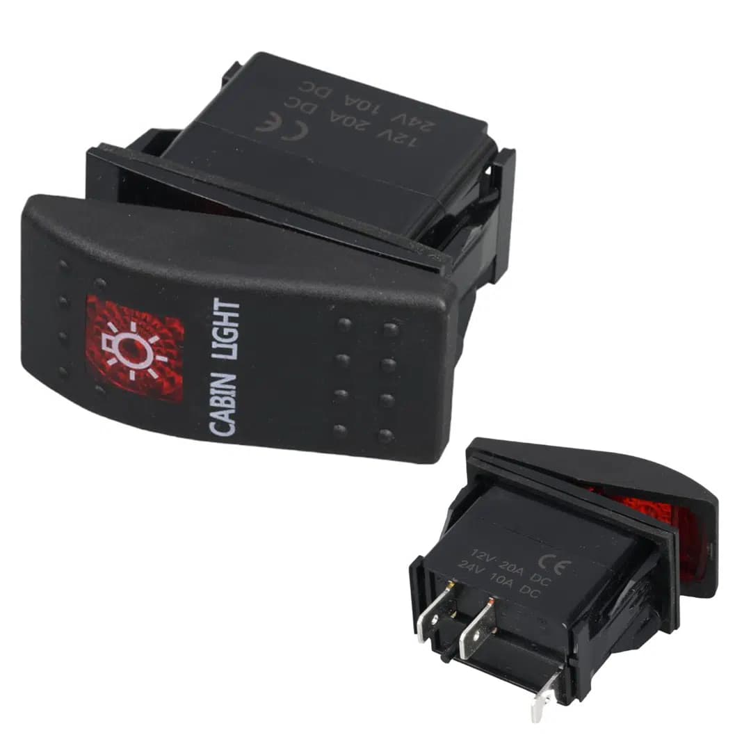 PowerMaster Kabin Sembollü Işıklı 3 Pinli On-Off 12-24V Marin Switch - Seyyar Elektronik