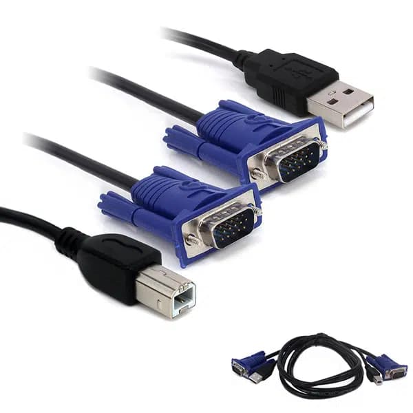 Powermaster Kwm Switch Kablo 1.5 Metre Vga Erkek-Erkek + Usb + Printer - Seyyar Elektronik