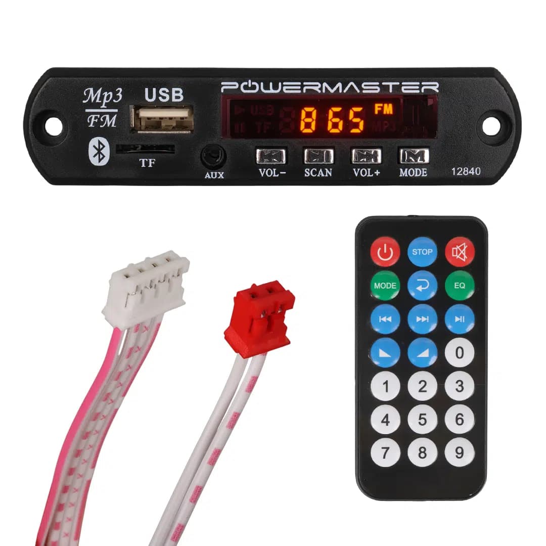PowerMaster M515 Oto Teyp Dijital Player Board USB/AUX/SD/FM/Bluetooth Kumandalı Mikrofonsuz Oto Teyp Çevirici (12V-500MA) - Seyyar Elektronik